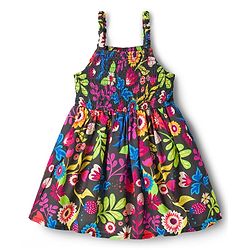 Babyhug Cotton Woven Sleeveless Floral Printed Frock with Smock Detailing - Multicolour