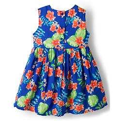 Babyhug Cotton Woven Sleeveless Frock with Floral Print - Multicolour