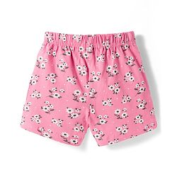 Babyhug Single Jersey Knit Mid Thigh Length Polka Dotted & Floral Printed Shorts with Bow Applique Pack of 2 - Pink