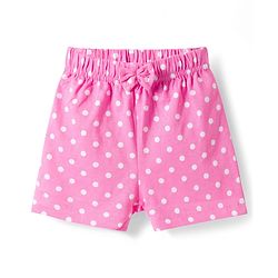 Babyhug Single Jersey Knit Mid Thigh Length Polka Dotted & Floral Printed Shorts with Bow Applique Pack of 2 - Pink