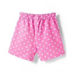 Babyhug Single Jersey Knit Mid Thigh Length Polka Dotted & Floral Printed Shorts with Bow Applique Pack of 2 - Pink