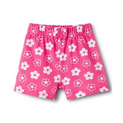 Babyhug 100% Cotton Single Jersey Knit Floral & Hearts Printed Mid Thigh Length Shorts With Bow Applique Pack Of 2 - Pink & Yellow