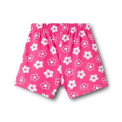 Babyhug 100% Cotton Single Jersey Knit Floral & Hearts Printed Mid Thigh Length Shorts With Bow Applique Pack Of 2 - Pink & Yellow