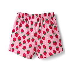 Babyhug Single Jersey Knit Mid Thigh Shorts With Strawberry Print Pack Of 2 - Pink