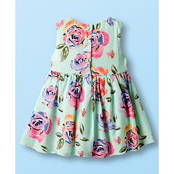 Babyhug Cotton Woven Sleeveless Frock with Floral Print - Multicolour