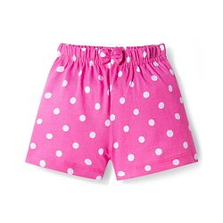 Babyhug 100% Cotton Single Jersey Knit Polka Dots & Butterfly Printed Mid Thigh Length Shorts With Bow Applique Pack Of 2 - Pink & Light Yellow