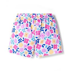 Babyhug Single Jersey Knit Mid Thigh Floral & Polka Dot Printed Shorts With Bow Applique Pack of 2 - Dark Pink & White