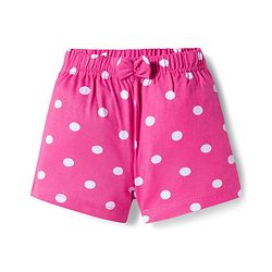 Babyhug Single Jersey Knit Mid Thigh Floral & Polka Dot Printed Shorts With Bow Applique Pack of 2 - Dark Pink & White