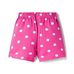 Babyhug Single Jersey Knit Mid Thigh Floral & Polka Dot Printed Shorts With Bow Applique Pack of 2 - Dark Pink & White