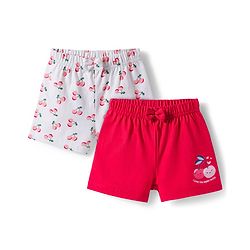 Babyhug Single Jersey Knit Cherry Printed Shorts With Bow Pack Of 2 -  Multicolour