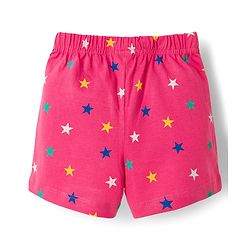 Babyhug Single Jersey Knit Mid Thigh Shorts With Star Print Pack Of 2 - Pink & Yellow