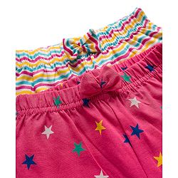 Babyhug Single Jersey Knit Mid Thigh Shorts With Star Print Pack Of 2 - Pink & Yellow