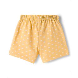 Babyhug Single Jersey Knit Floral & Polka Dots Printed Mid Thigh Length Shorts With Bow Applique Pack Of 2 - Navy Blue & Yellow