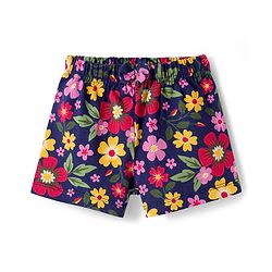Babyhug Single Jersey Knit Floral & Polka Dots Printed Mid Thigh Length Shorts With Bow Applique Pack Of 2 - Navy Blue & Yellow