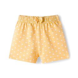 Babyhug Single Jersey Knit Floral & Polka Dots Printed Mid Thigh Length Shorts With Bow Applique Pack Of 2 - Navy Blue & Yellow