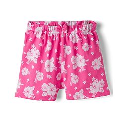 Babyhug Single Jersey Knit Mid Thigh Shorts With Floral Print Pack Of 3 - Pink Orange & Fuchsia