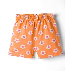 Babyhug Single Jersey Knit Mid Thigh Shorts With Floral Print Pack Of 3 - Pink Orange & Fuchsia