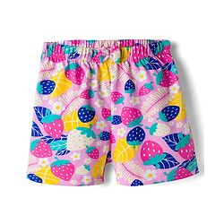 Babyhug Single Jersey Knit Mid Thigh Shorts With Floral Print Pack Of 3 - Pink Orange & Fuchsia