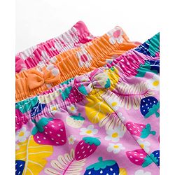 Babyhug Single Jersey Knit Mid Thigh Shorts With Floral Print Pack Of 3 - Pink Orange & Fuchsia