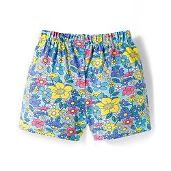 Babyhug Single Jersey Knit Floral Printed Shorts With Bow Pack Of 3- Multicolour