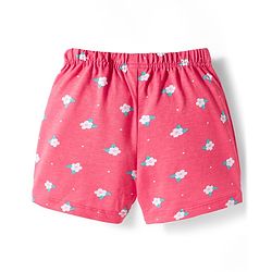 Babyhug Single Jersey Knit Floral Printed Shorts With Bow Pack Of 3- Multicolour