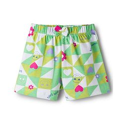 Babyhug Single Jersey Knit Mid Thigh Shorts With Floral Print Pack Of 3 - Light Green Orange & White