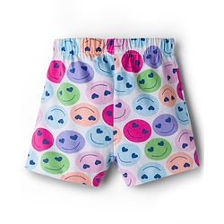 Babyhug Single Jersey Knit Mid Thigh Shorts With Floral Print Pack Of 3 - Light Green Orange & White