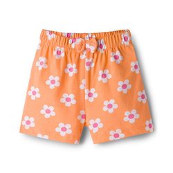 Babyhug Single Jersey Knit Mid Thigh Shorts With Floral Print Pack Of 3 - Light Green Orange & White
