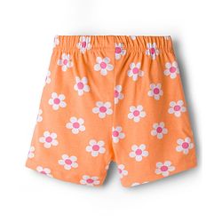 Babyhug Single Jersey Knit Mid Thigh Shorts With Floral Print Pack Of 3 - Light Green Orange & White