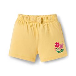 Babyhug Single Jersey Knit Floral Printed Mid Thigh Length Shorts With Bow Applique Pack Of 3 - Dark Pink & Yellow
