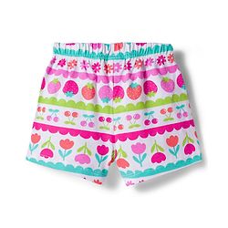 Babyhug Single Jersey Knit Mid Thigh Fruit & Polka Dot Printed Shorts With Bow Applique Pack of 3 - Light Green Dark Pink & White