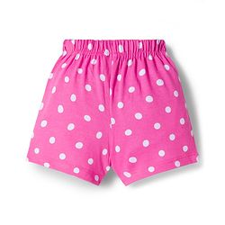 Babyhug Single Jersey Knit Mid Thigh Fruit & Polka Dot Printed Shorts With Bow Applique Pack of 3 - Light Green Dark Pink & White