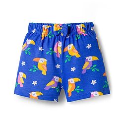 Babyhug Single Jersey Knit Mid Thigh Shorts With Floral Bird & Polka Dot Print Pack of 3 - Pink & Blue