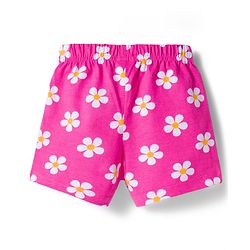 Babyhug Single Jersey Knit Mid Thigh Shorts With Floral Bird & Polka Dot Print Pack of 3 - Pink & Blue