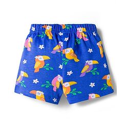 Babyhug Single Jersey Knit Mid Thigh Shorts With Floral Bird & Polka Dot Print Pack of 3 - Pink & Blue