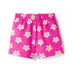 Babyhug Single Jersey Knit Mid Thigh Shorts With Floral Bird & Polka Dot Print Pack of 3 - Pink & Blue