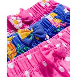 Babyhug Single Jersey Knit Mid Thigh Shorts With Floral Bird & Polka Dot Print Pack of 3 - Pink & Blue