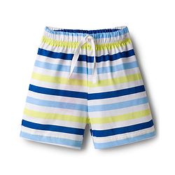 Babyhug 100% Cotton Single Jersey Knit Mid Thigh Shorts With Stripes & Fun Time Print Pack Of 2 - Yellow & White