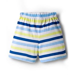 Babyhug 100% Cotton Single Jersey Knit Mid Thigh Shorts With Stripes & Fun Time Print Pack Of 2 - Yellow & White