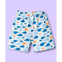 Babyhug Single Jersey Knit Striped & Whale Printed Mid Thigh Length Shorts Pack Of 2 - Multicolour