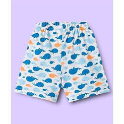 Babyhug Single Jersey Knit Striped & Whale Printed Mid Thigh Length Shorts Pack Of 2 - Multicolour