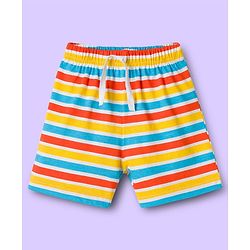 Babyhug Single Jersey Knit Striped & Whale Printed Mid Thigh Length Shorts Pack Of 2 - Multicolour