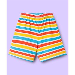 Babyhug Single Jersey Knit Striped & Whale Printed Mid Thigh Length Shorts Pack Of 2 - Multicolour