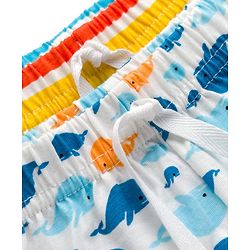 Babyhug Single Jersey Knit Striped & Whale Printed Mid Thigh Length Shorts Pack Of 2 - Multicolour