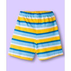 Babyhug Single Jersey Knit Mid Thigh Shorts With Stripes & Abstract Print Pack of 2 - Aqua & Yellow