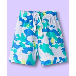 Babyhug Single Jersey Knit Mid Thigh Shorts With Stripes & Abstract Print Pack of 2 - Aqua & Yellow