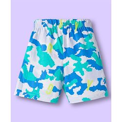 Babyhug Single Jersey Knit Mid Thigh Shorts With Stripes & Abstract Print Pack of 2 - Aqua & Yellow