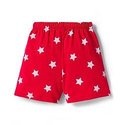 Babyhug Single Jersey Knit Mid Thigh Shorts With Star & Text Print Pack of 2 - Red & Blue