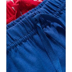 Babyhug Single Jersey Knit Mid Thigh Shorts With Star & Text Print Pack of 2 - Red & Blue