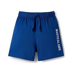 Babyhug Single Jersey Knit Mid Thigh Shorts With Star & Text Print Pack of 2 - Red & Blue